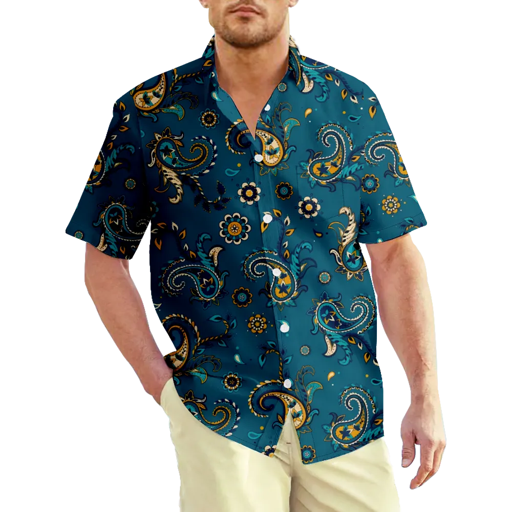 Men's Hawaiian Shirt Outfits Vintage Paisley Graphic Shirt Collar 3D Print Street Daily Short Sleeve Print Clothing Apparel Basic Fashion Lightweight Casual/Summer/Spring