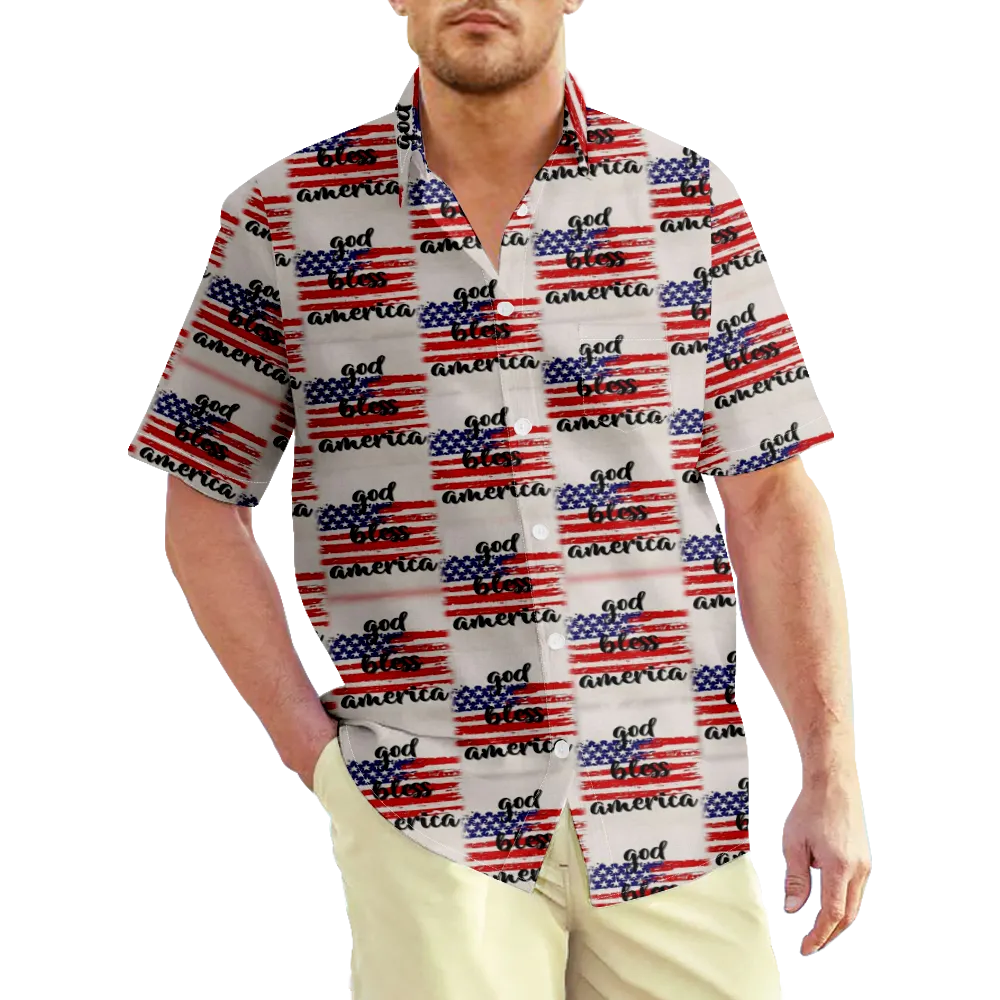 4th of July Men's Hawaiian Shirt USA National Flag Eagle Graphic Tees Shirt Collar 3D Print Outdoor Street Short Sleeve Print Clothing Apparel Vintage Sports Casual/Summer/Summer