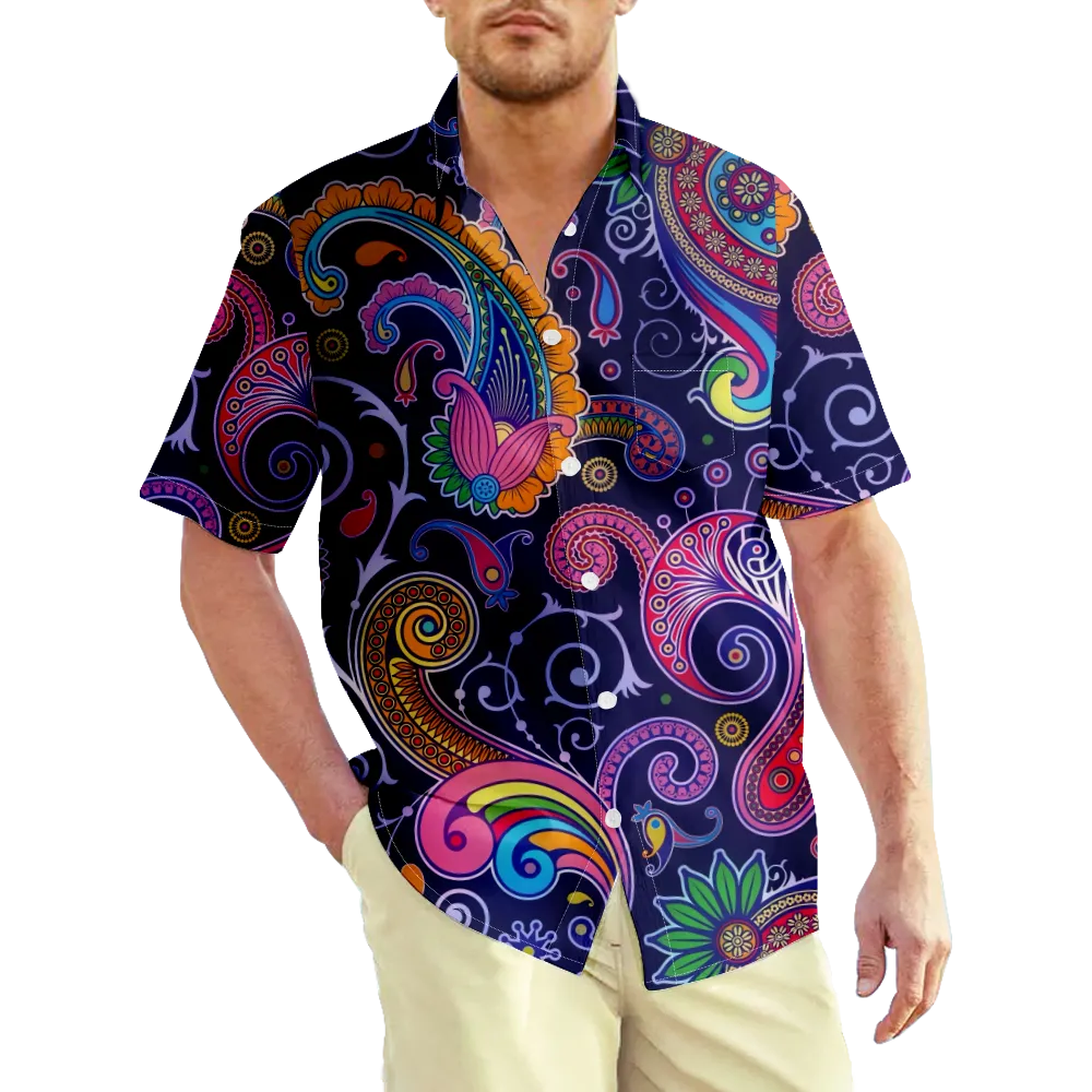 Men's Hawaiian Shirt Vintage Paisley Shirt Collar Short Sleeve Print Tops Sportswear Casual Fashion Comfortable Summer T Shirts