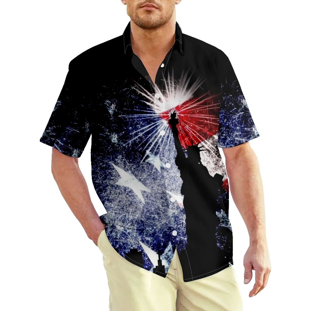 4th of July Men's Hawaiian Shirt USA National Flag Eagle Shirt Tee Graphic Shirt Collar 3D Print Plus Size Casual Daily Short Sleeve Clothing Apparel Basic Slim Fit Big And Tall/Summer/Regular Fit/Summer