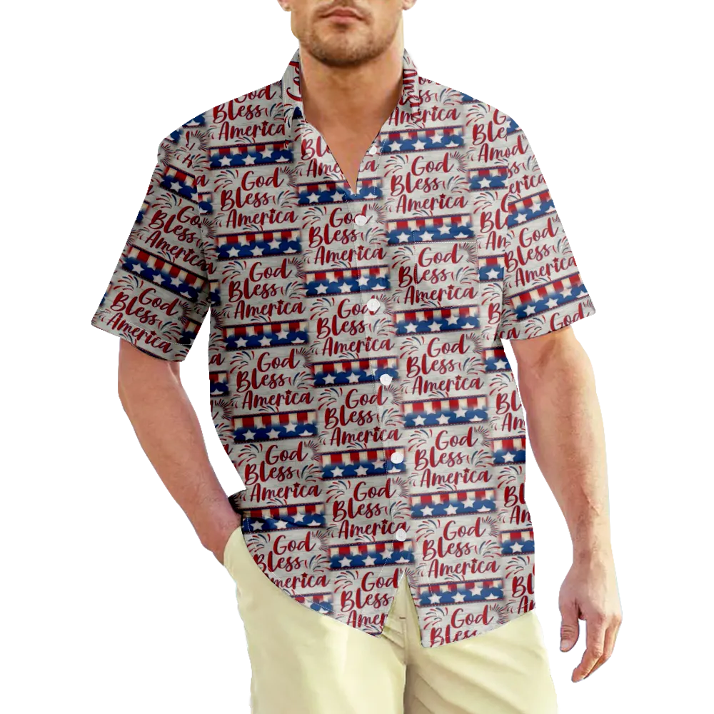 4th of July Men's Hawaiian Shirt USA National Flag Eagle Graphic Shirt Collar 3D Print Outdoor Casual Short Sleeve Print Clothing Apparel Vintage Casual Classic/Summer/Summer