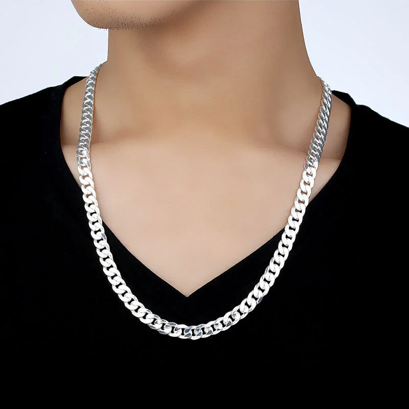 Men's Thick Type Necklace Pure Silver 999 Domineering Curb Chain