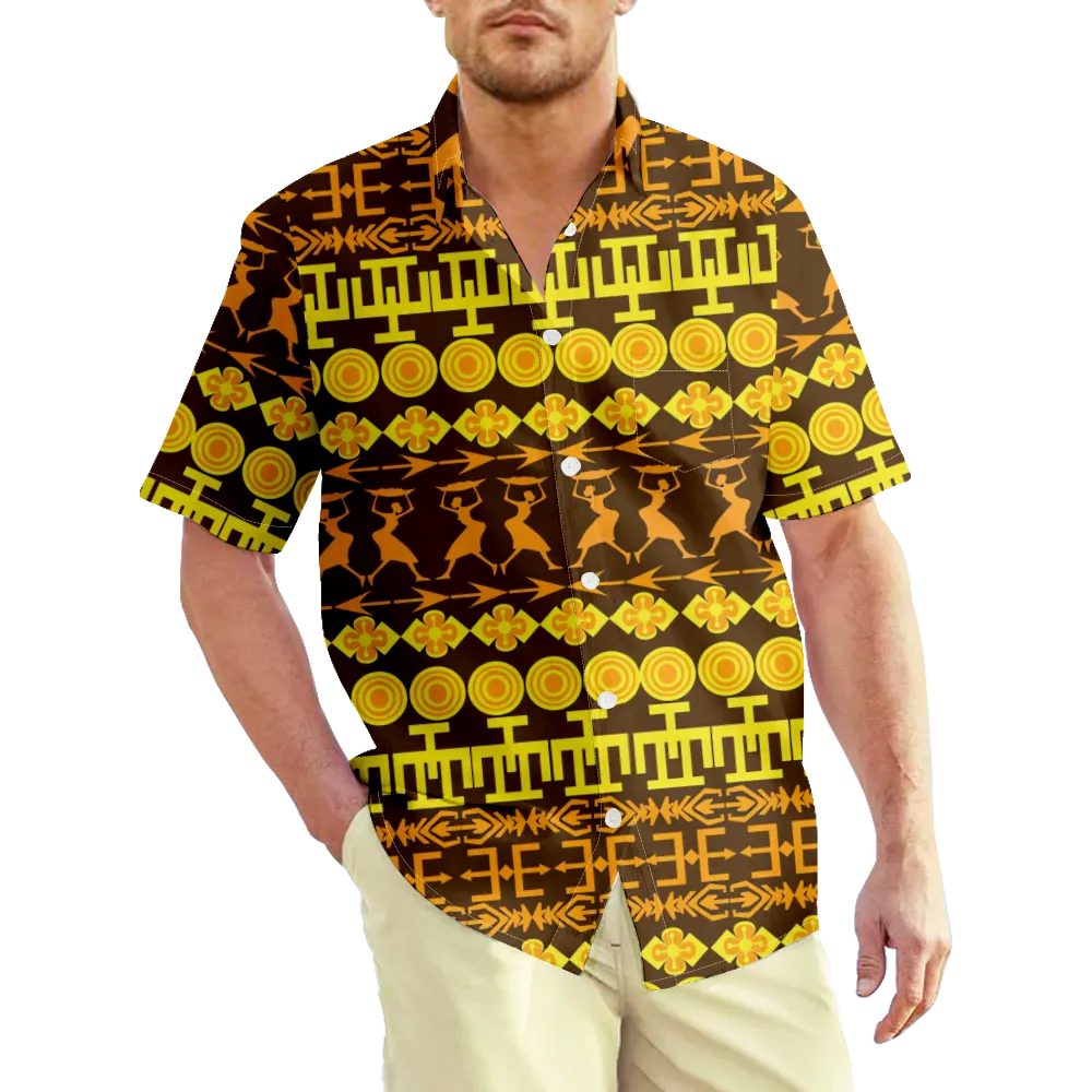 Men's Hawaiian Shirt Ethnic Vintage Stripes Graphic 3D Shirt Collar 3D Print Plus Size Casual Daily Short Sleeve Print Clothing Apparel