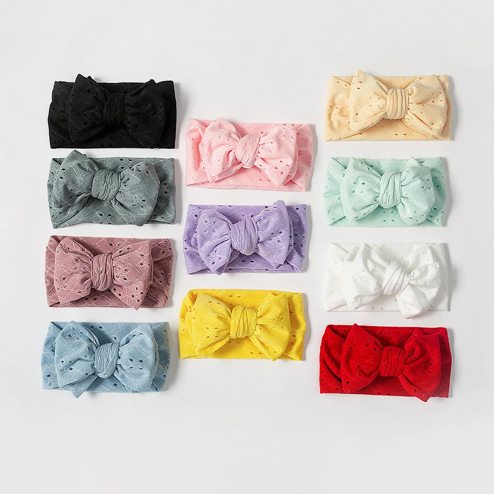 Embroidered Hollow Bow Hair Band Adjustable Children's Hair Accessories