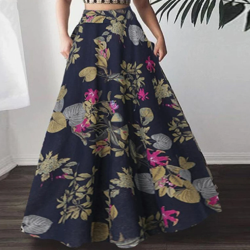 Casual Printed High Waisted Skirt