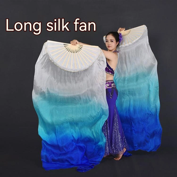 Silk Belly Dance Double Fan Long Silk