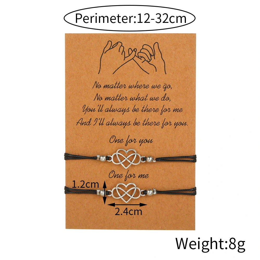 Heart-shaped Wax Line Woven Couple Friendship Bracelet