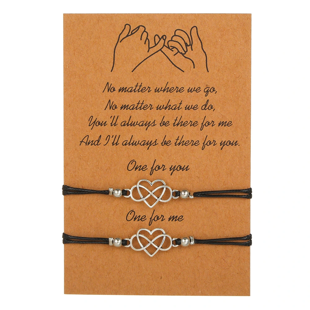 Heart-shaped Wax Line Woven Couple Friendship Bracelet