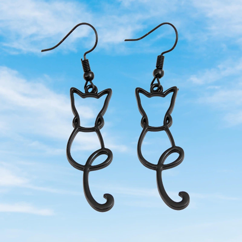 Hollow Black Cat Pet Earrings