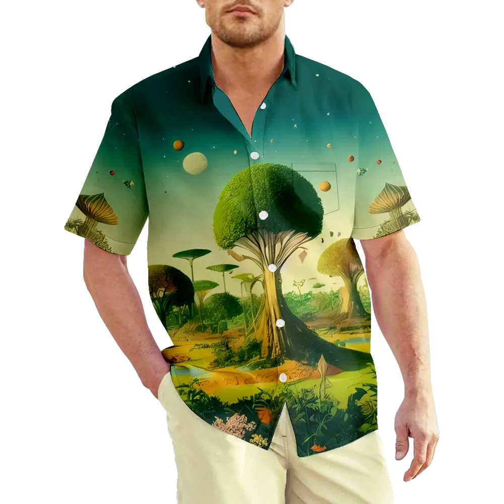 Men's Hawaiian Shirt Shirt  Graphic Shirt Collar Daily Short Sleeve Tops Basic Fashion 3D Print Tee