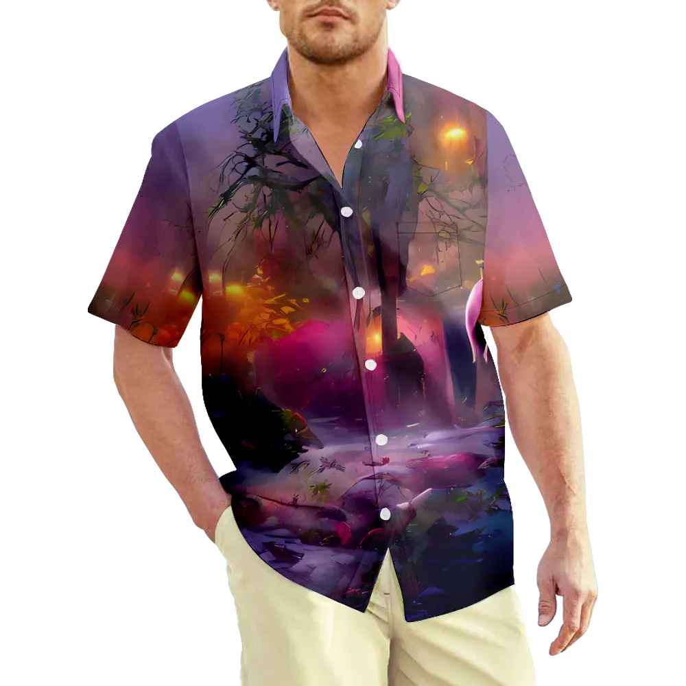 Men's Hawaiian Shirt  3D T Shirt Shirt Collar 3D Print Daily Sports Short Sleeve Print Clothing Apparel Sports Casual Classic/Summer/Summer