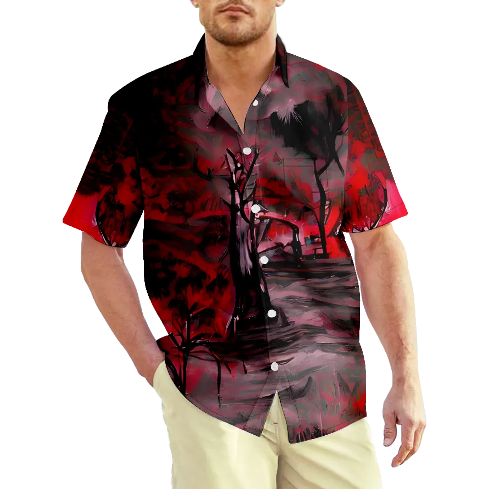 Men's Hawaiian Shirt  3D Shirt Collar Daily Short Sleeve Clothing Apparel Basic