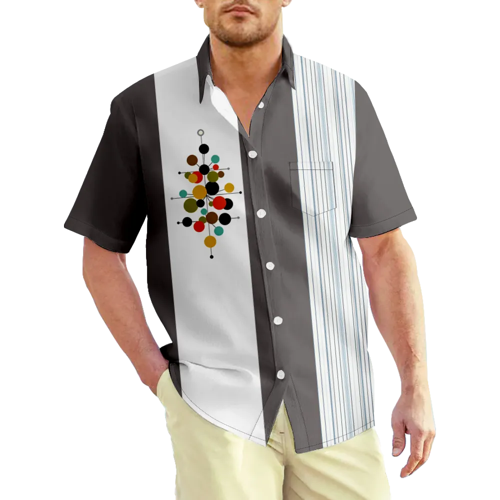 Men's Hawaiian Shirt Geometric Retro Patterned Shirt Collar Short Sleeve Daily Tops Streetwear Exaggerated Comfortable Big And Tall Graphic Tees