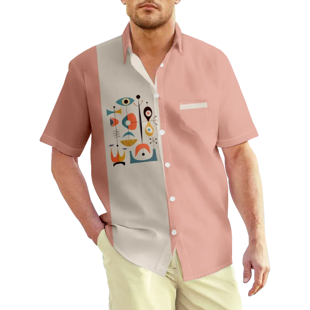 Men's Hawaiian Shirt Geometric Retro Prints Shirt Collar Short Sleeve Daily Holiday Casual Big And Tall Summer T Shirts