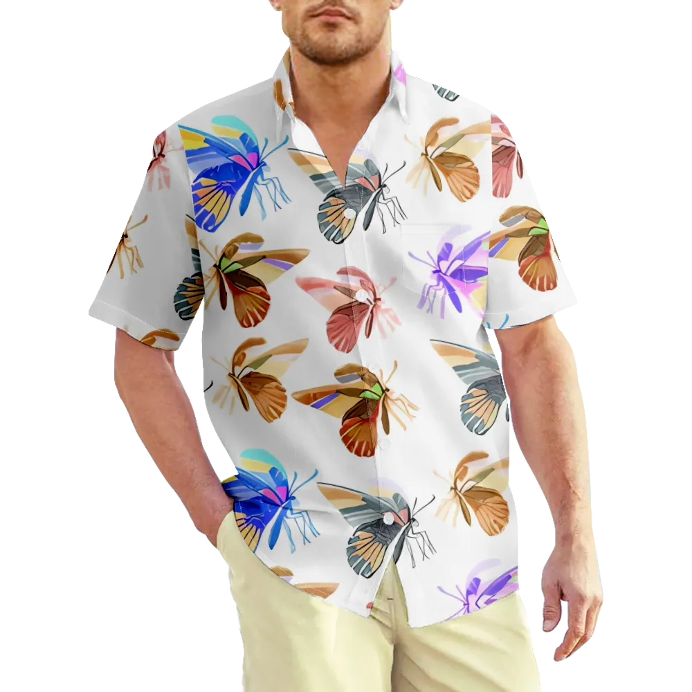 Men's Hawaiian Shirt Outfits Butterfly Shirt Collar Outdoor Street Short Sleeve 3D Print Clothing Apparel Lightweight Casual Beach