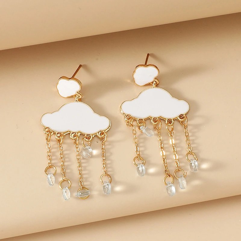 Minimalist Creative Zircon Earrings Ins Style Cute White Clouds Earrings