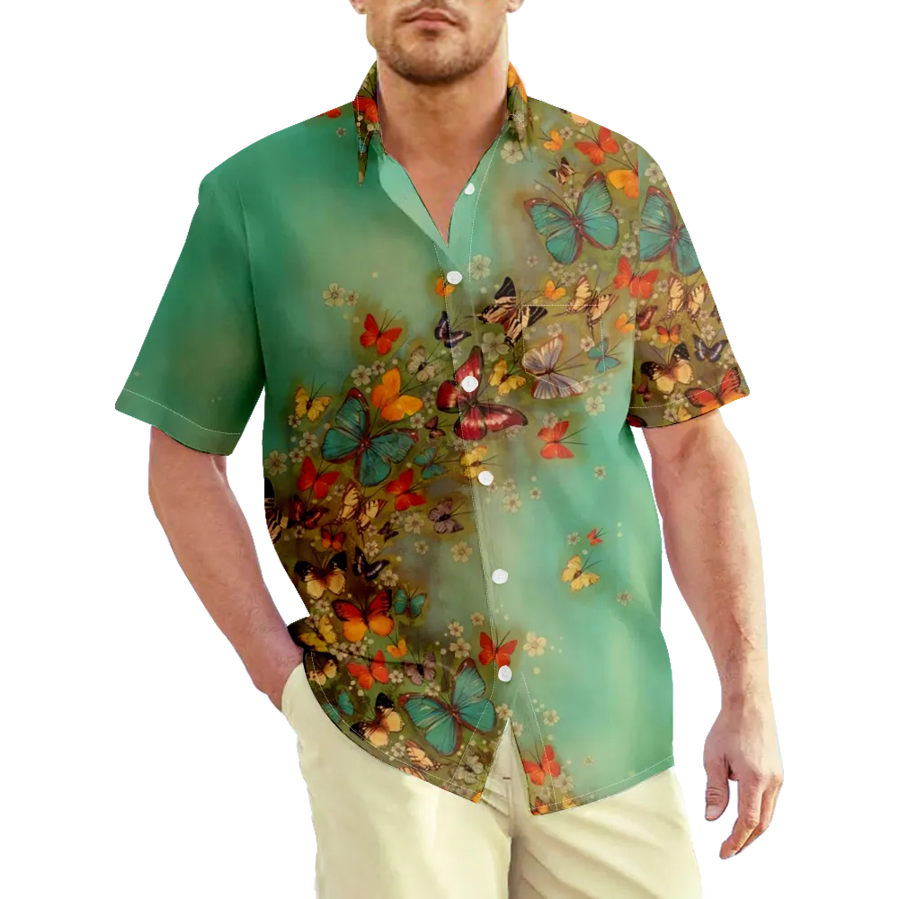 Men's Hawaiian Shirt 3D Butterfly Shirt Graphic Shirt Collar Plus Size Daily Short Sleeve Print Clothing Apparel Basic/Summer/Summer