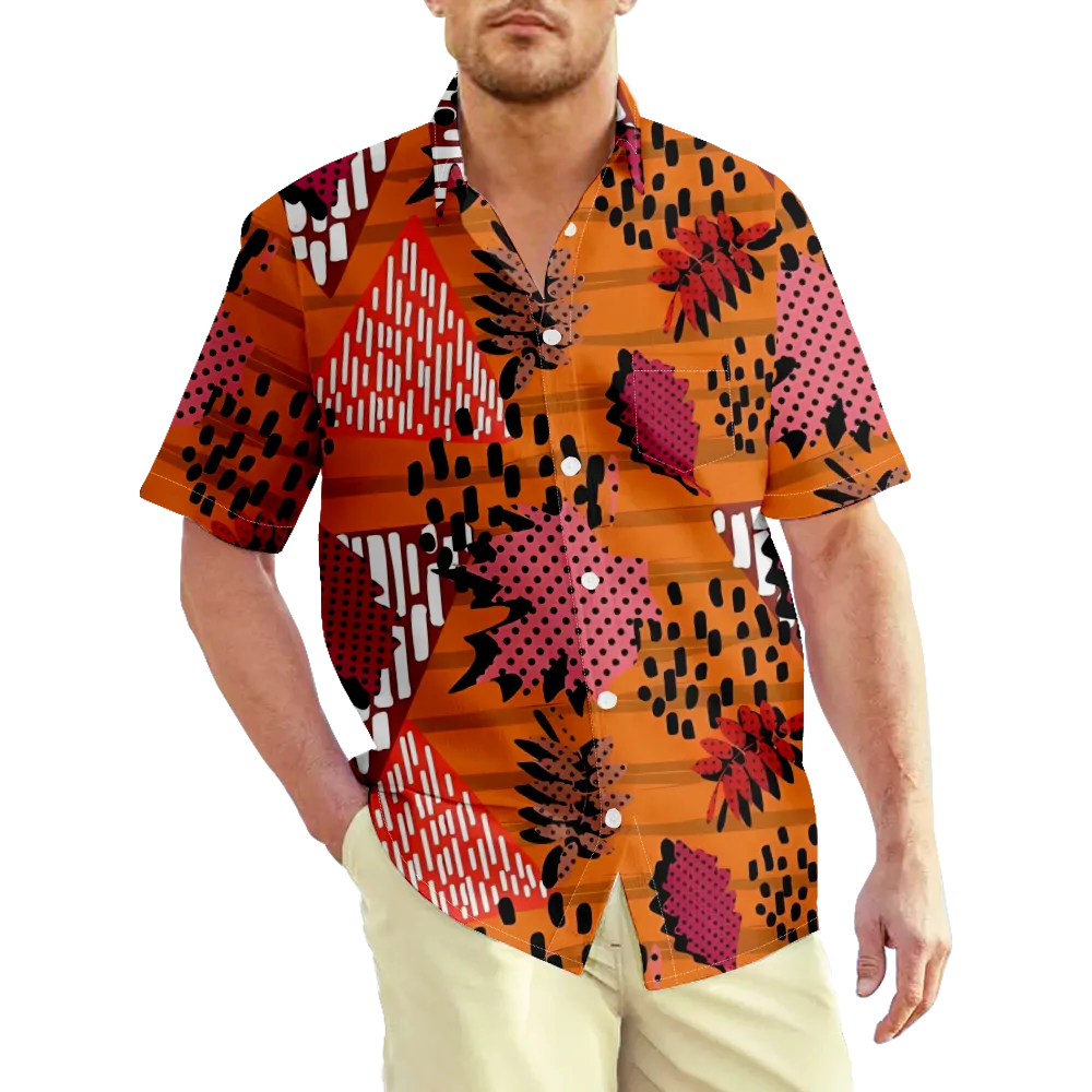 Men's Hawaiian Shirt Memphis Pope Geometry Shirt Collar Daily Wear Club Short Sleeve Print Clothing Apparel Streetwear Exaggerated