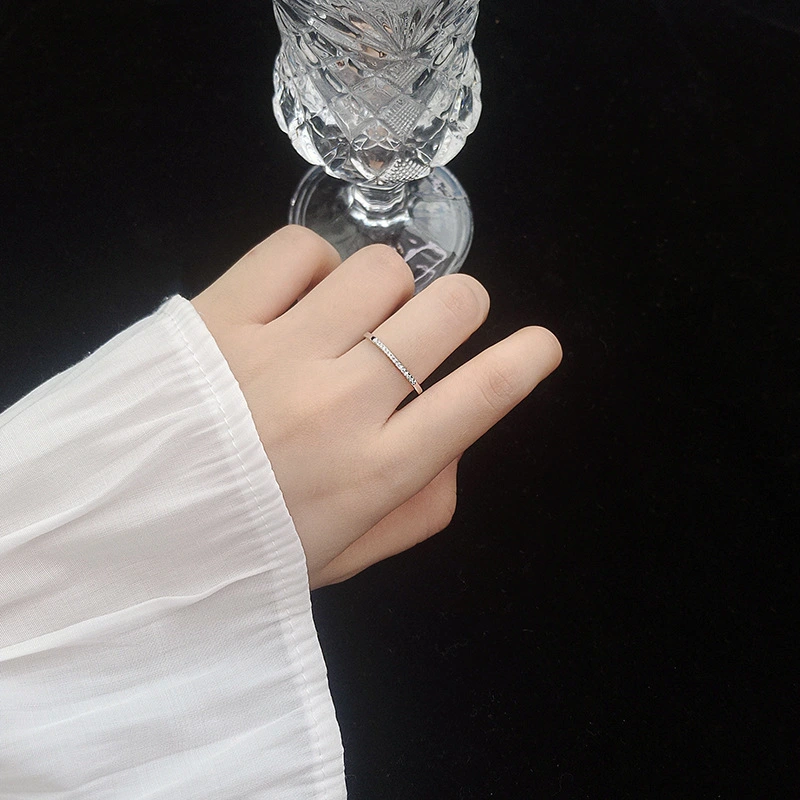 S925 Sterling Silver Single Korean Simple Row Thin Index Finger Ring