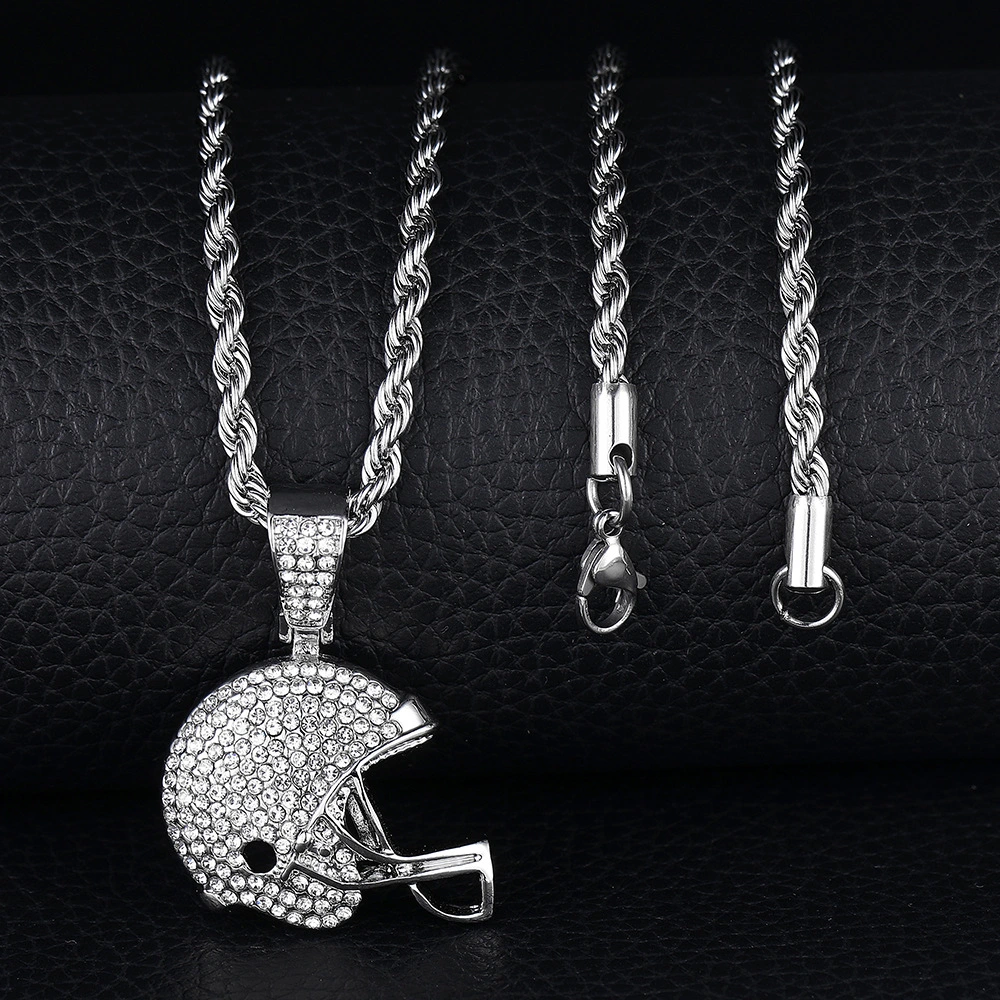 Full Diamond Rugby Helmet Pendant