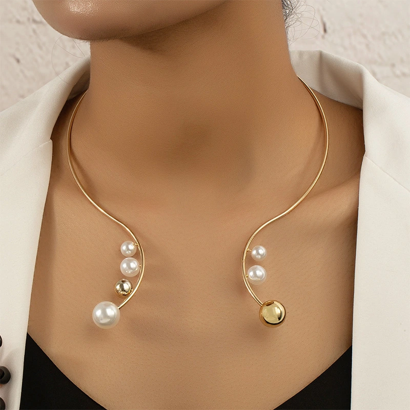 Ornament Simple Opening Geometric Sweet Cool Collar Pearl