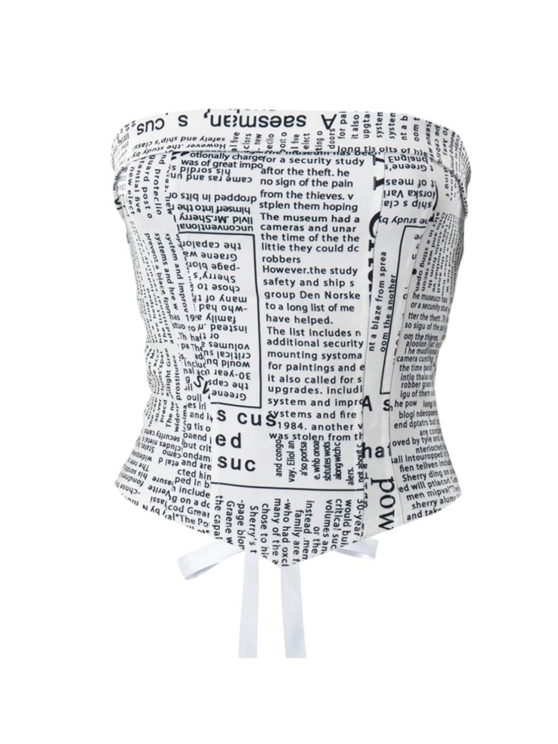 Women's Slim Fit Vest Newspaper Letter Printing Wrap Chest Short Tops