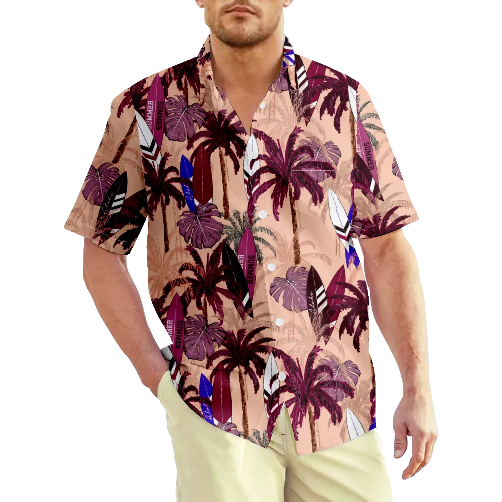 Men's Hawaiian Shirt  Graphic 3D Shirt Collar Casual Daily Short Sleeve Print Clothing Apparel/Summer/Regular Fit/Summer