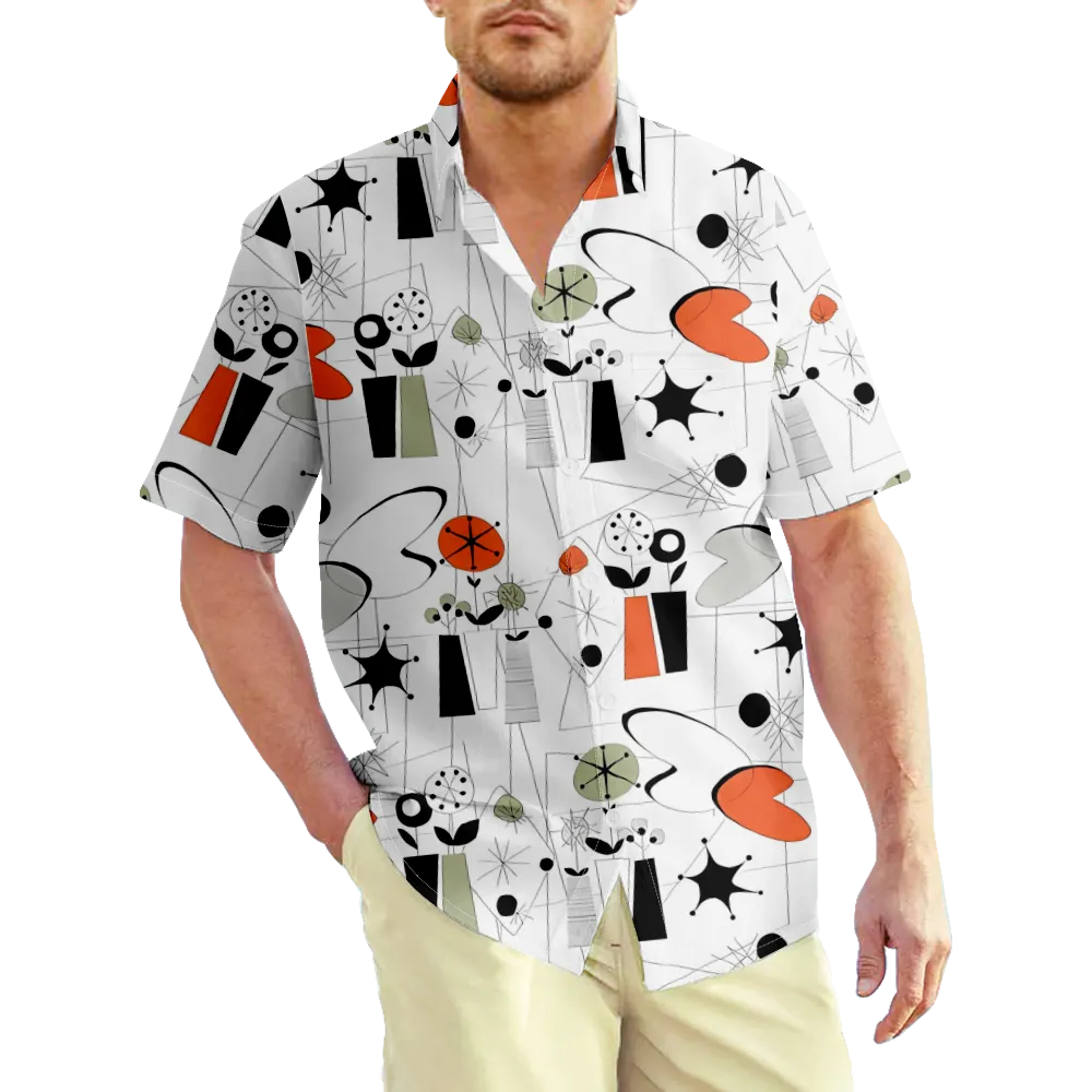 Men's Hawaiian Shirt Outfits Geometric Retro Color Block Graphic Prints Shirt Collar 3D Print Outdoor Street Short Sleeve 3D Print Clothing Apparel Basic Classic Comfortable Big And