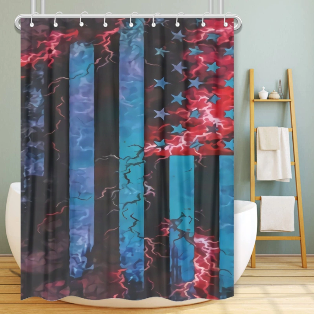 4th of July Eagle National Flag Shower Curtain for Bathroom Shower Curtain Set Waterproof Fabric Shower Curtains Christmas Bathroom Set with 12 Hooks