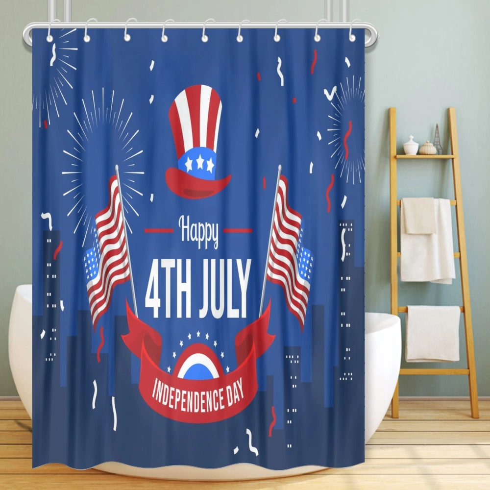 25th of July Eagle Freedom Shower Curtain - Minimalistic Modern Shower Curtain Set - Water Repellent Shower Curtains - Bathroom Accessories with 12 Hooks