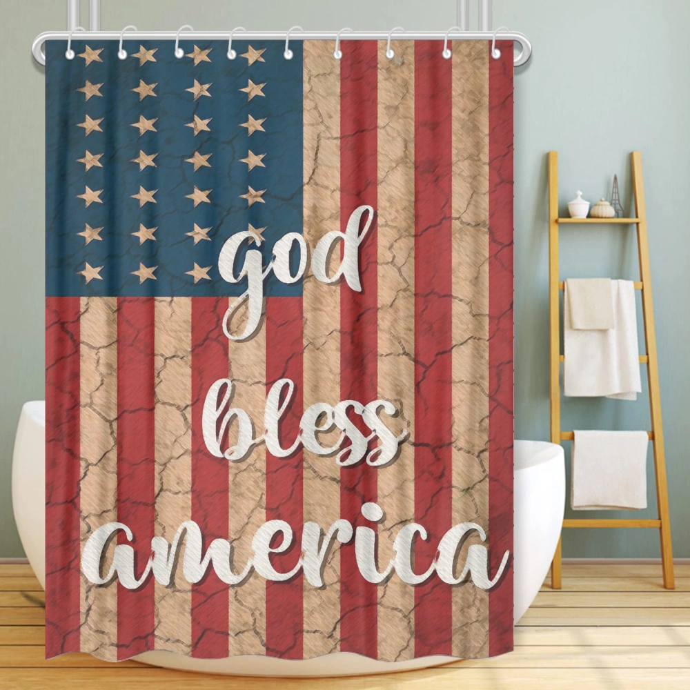 4th of July Eagle National Flag Shower Curtains for Bathroom Winter Shower Curtain Christmas Bathroom Decor Holiday Decorations Polyester Fabric with 12 Hooks