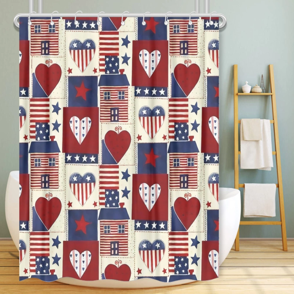 4th of July Eagle National Flag Shower Curtain for Bathroom Christmas Halloween Decoration with 12 Hooks