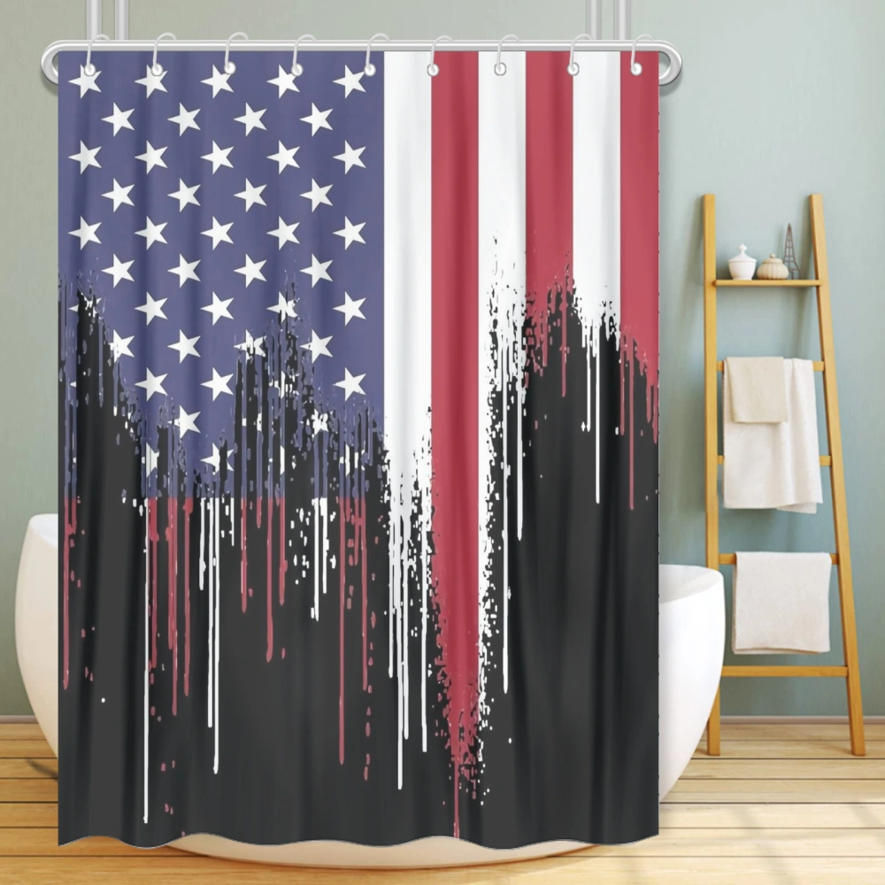 4th of July Eagle National Flag Shower Curtain Set with 12 Hooks,Print Christmas Holiday Bathroom Decor with 12 Hooks,Christmas Fabric Bathroom Shower Curtain with 12 Hooks