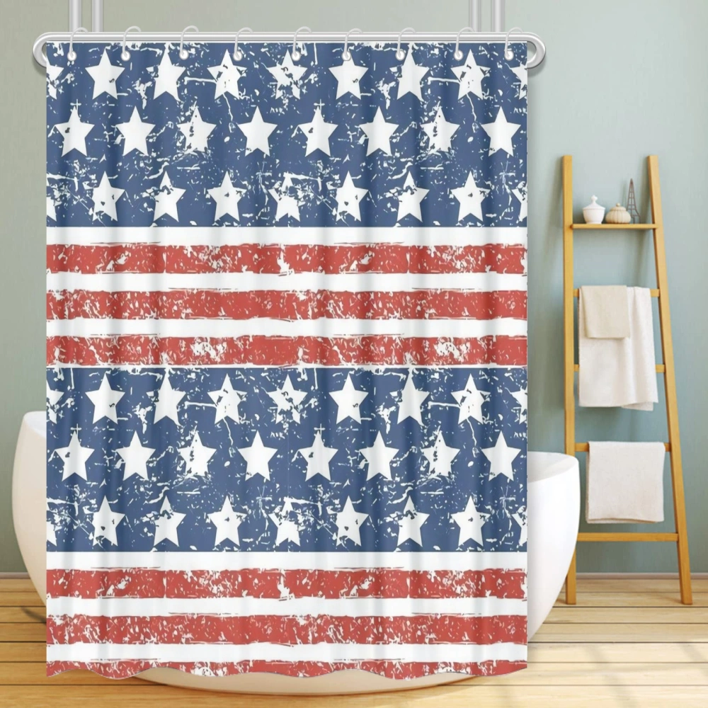 4th of July Eagle National Flag Shower Curtain Funny Xmas Shower Curtains for Holiday Bathroom Decor Polyester Fabric with 12 Hooks