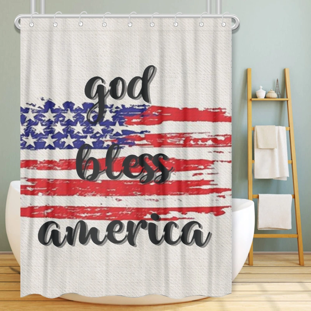 4th of July Eagle National Flag Extra Long Decorative Print Shower Curtain with 12 Hooks,Waterproof Cloth Fabric Shower Curtain for Bathroom with 12 Hooks