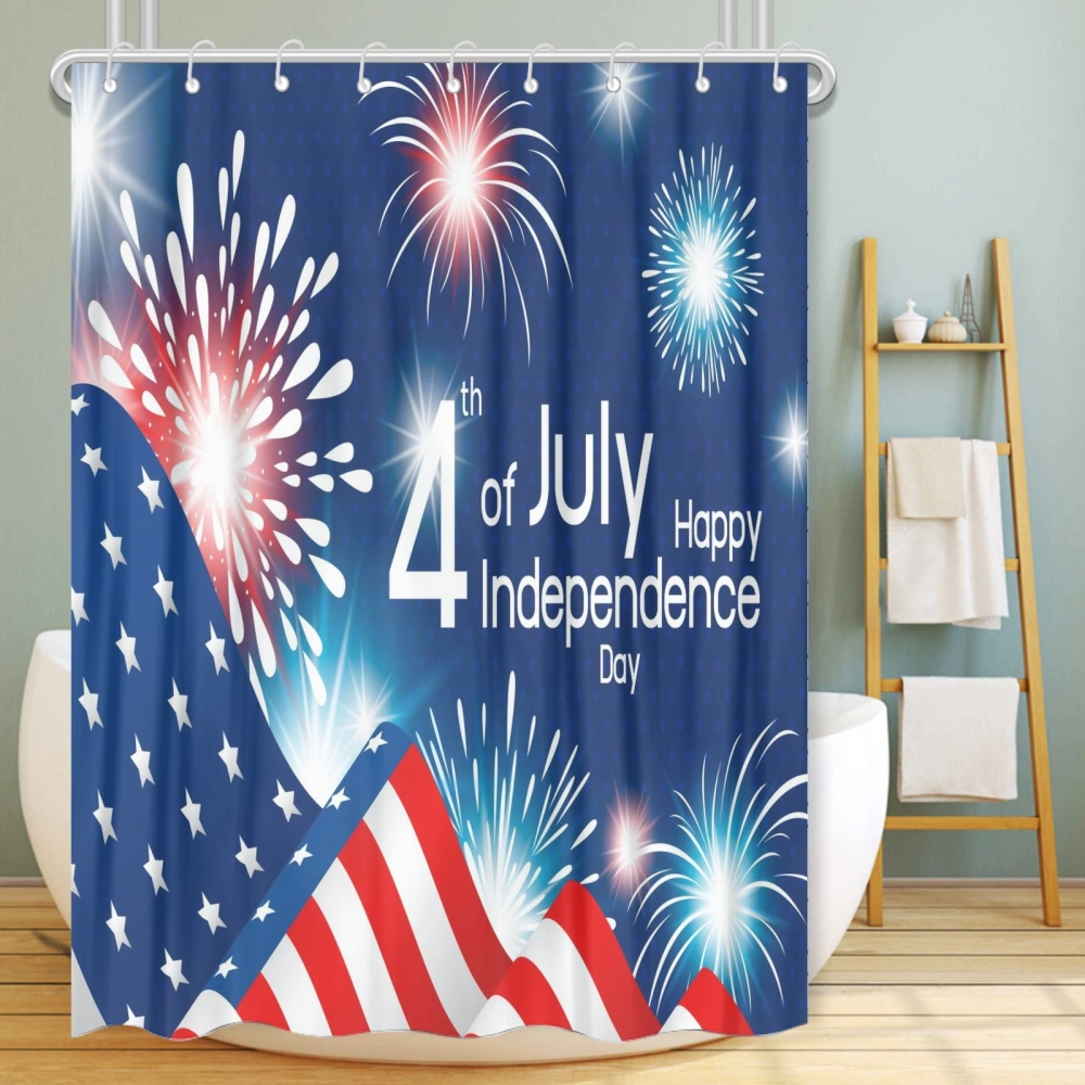 28th of July Eagle Freedom Shower Curtains with 12 Hooks,Polyester Fabric Winter Shower Curtain Set,Machine Washable Bathroom Decor