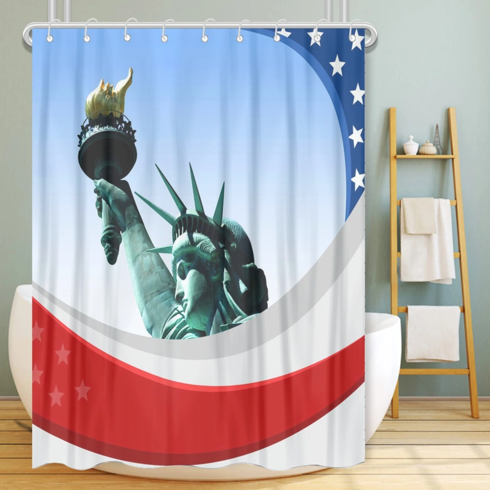 4th of July Eagle National Flag Shower Curtain Set for Bathroom with 12 Hooks