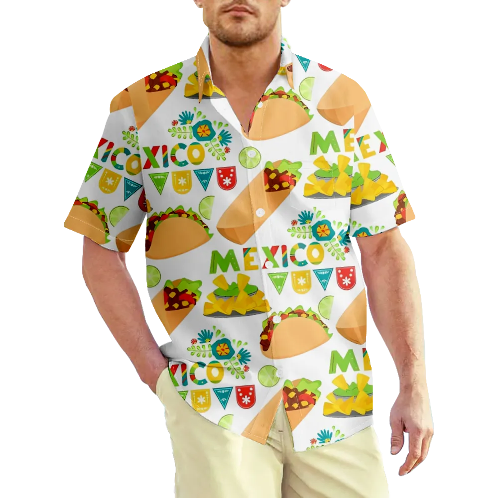 Men's Hawaiian Shirt Cinco de Mayo Shirt Graphic 3D Shirt Collar 3D Print Daily Short Sleeve Print Clothing Apparel Casual