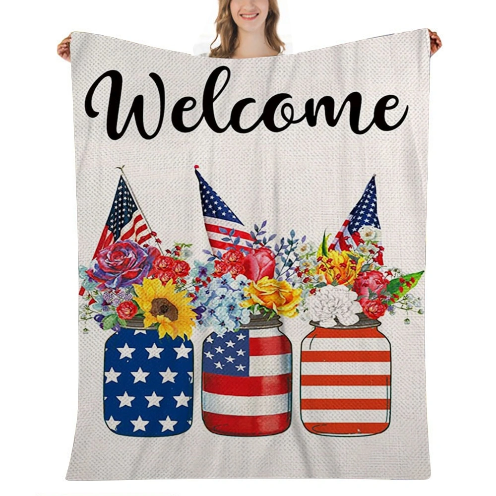 4th of July Decoration Throw Blanket for Couch – 3D  Soft and Warm Decorative Winter Blankets – Cozy, Fuzzy, Fluffy, Plush Lightweight Throw Blankets for Bed, Sofa