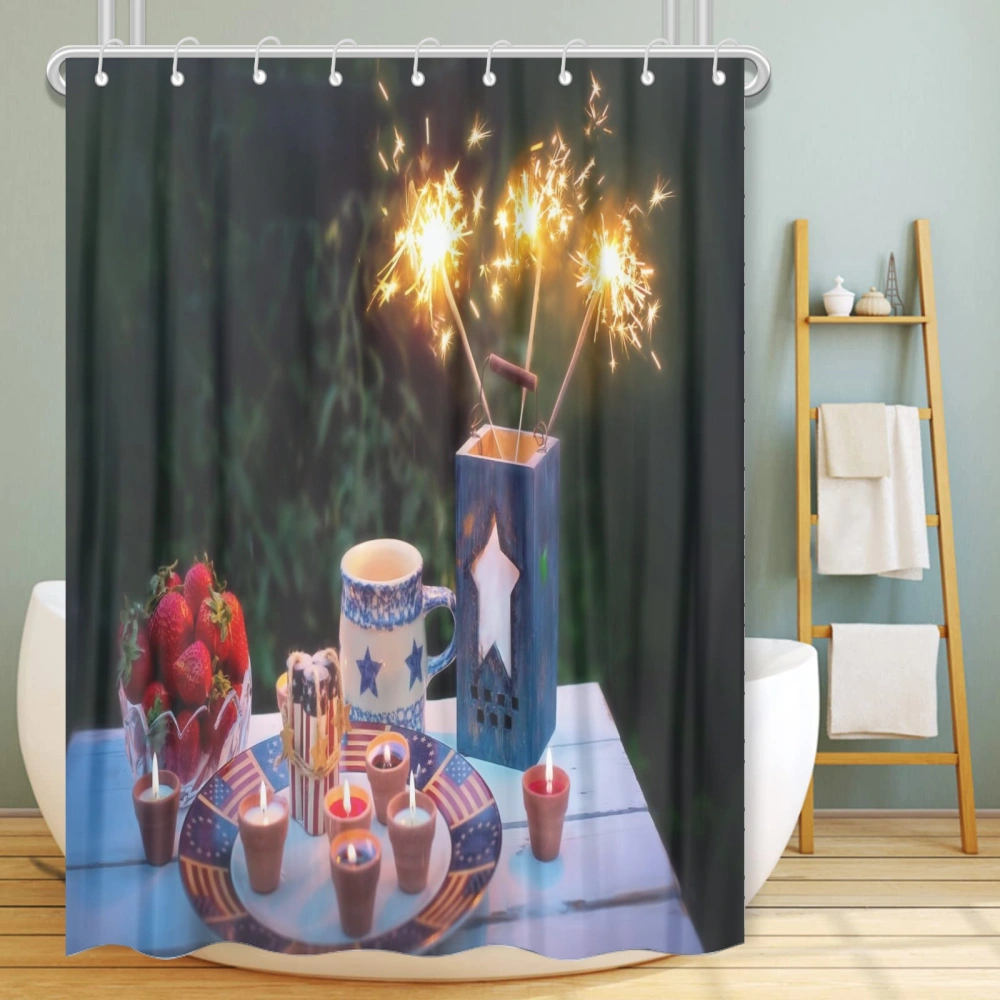 4th of July Eagle National Flag Shower Curtain Set for Bathroom Decor with 12 Hooks,Modern Happy New Year Winter Fabric Shower Curtain with 12 Hooks