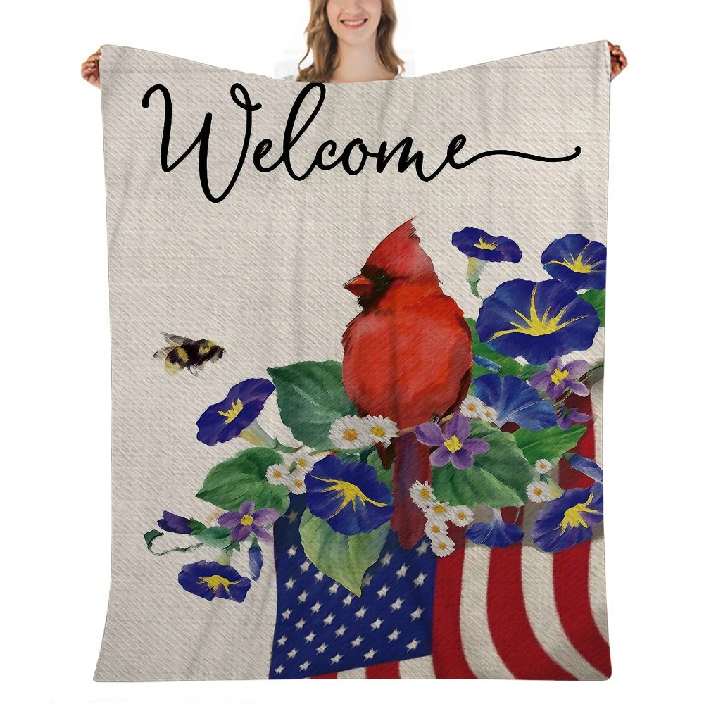 4th of July Decoration Fleece Throw Blanket for Couch Sofa or Bed Throw Size, Soft Fuzzy Plush Blanket, Luxury Flannel Lap Blanket, Super Cozy and Comfy for All Seasons