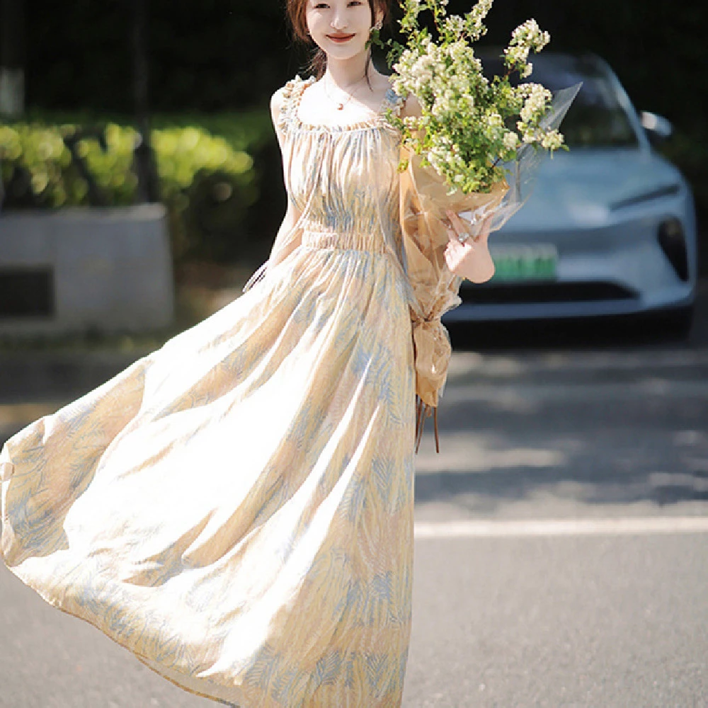 Floral Slip Dress Stringy Selvedge Dress Women