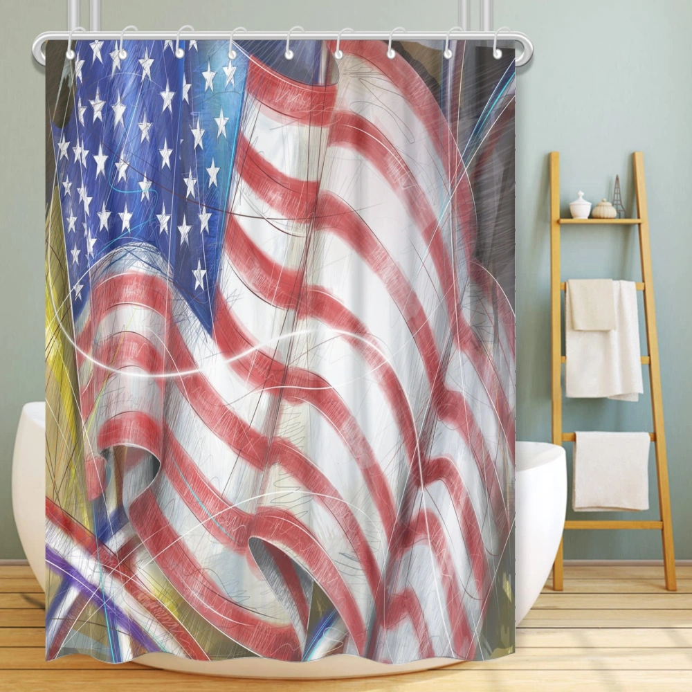 4th of July Eagle National Flag Shower Curtain,Bath Curtains with 12 Hooks for Bathroom Decor,Home,Gifts,Xmas Decoration