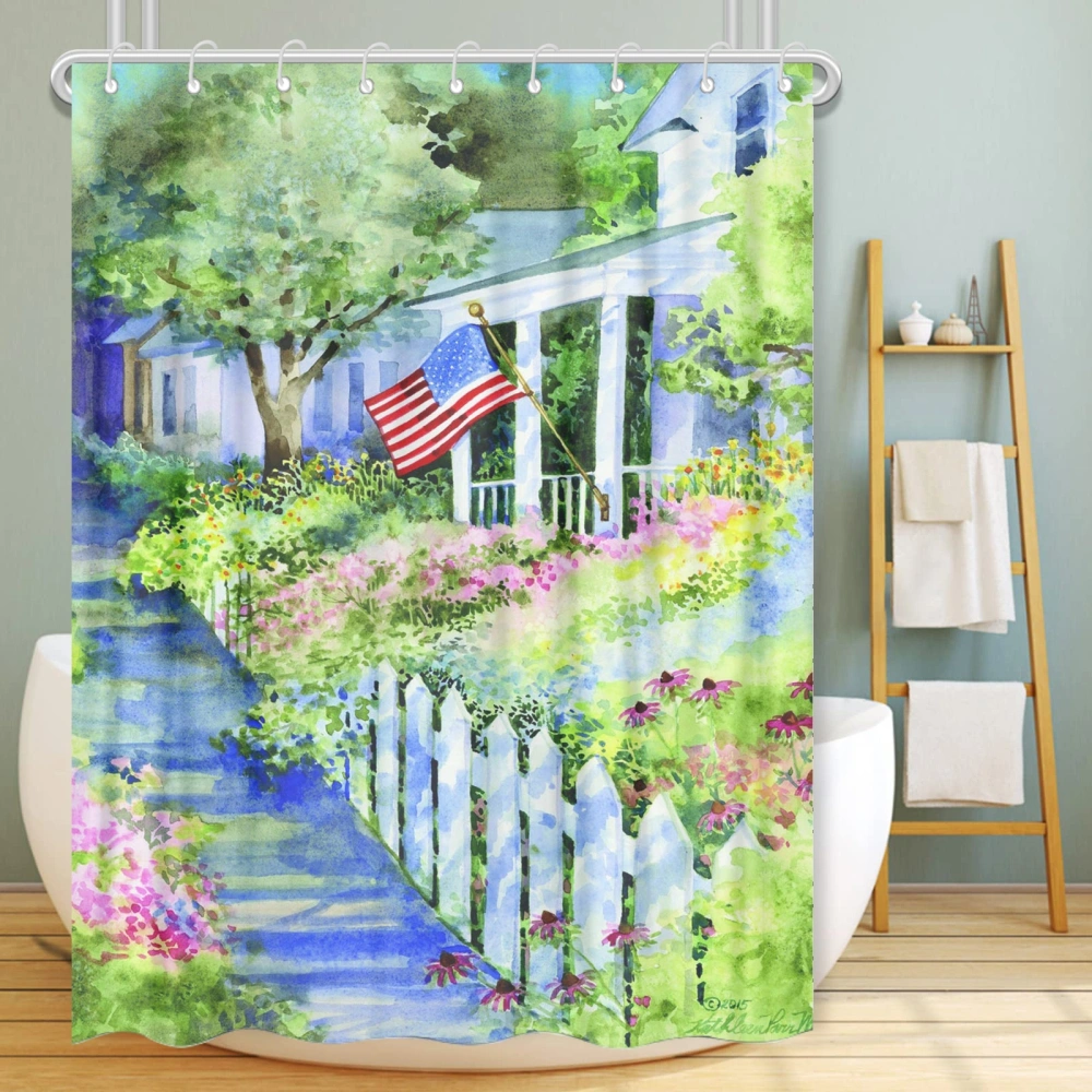 Shower Curtain,Christmas Shower Curtain for Bathroom Bathtubs Decor ,Polyester with 12 Hooks