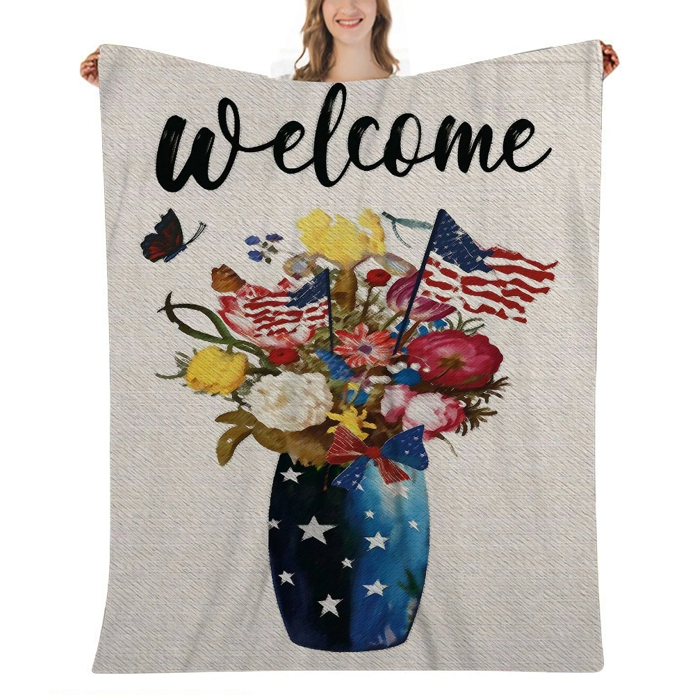 4th of July Decoration Blanket Fleece Throw – Soft, Plush, Fluffy, Fuzzy, Warm, Cozy, Thick – Perfect for Couch, Bed, Sofa, Chair -  Throw Blanket