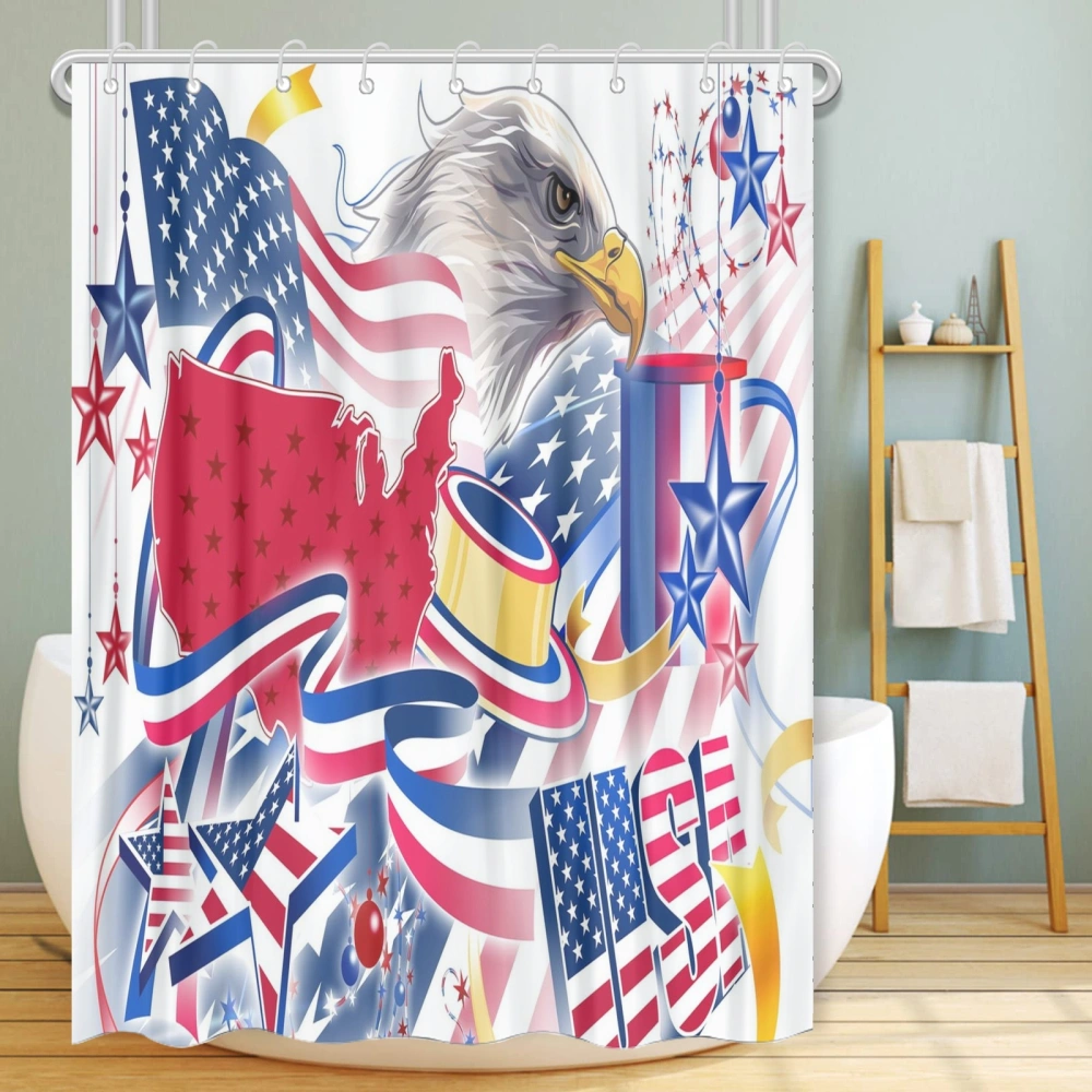 4th of July Eagle National Flag Shower Curtain,Waterproof Bath Curtain,Fabric Shower Curtains for Bathroom with 12 Hooks for Home Decorations Gifts