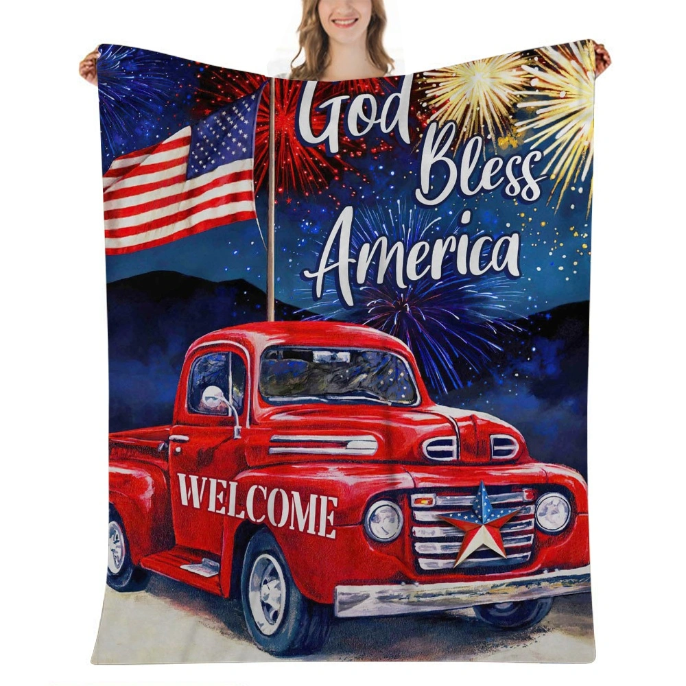 4th of July Decoration Fleece Throw Blanket-3D Stylish Design, Super Soft,Fluffy,Warm,Cozy,Plush,Fuzzy for Couch Sofa Living Room Bed-All Season Accessories