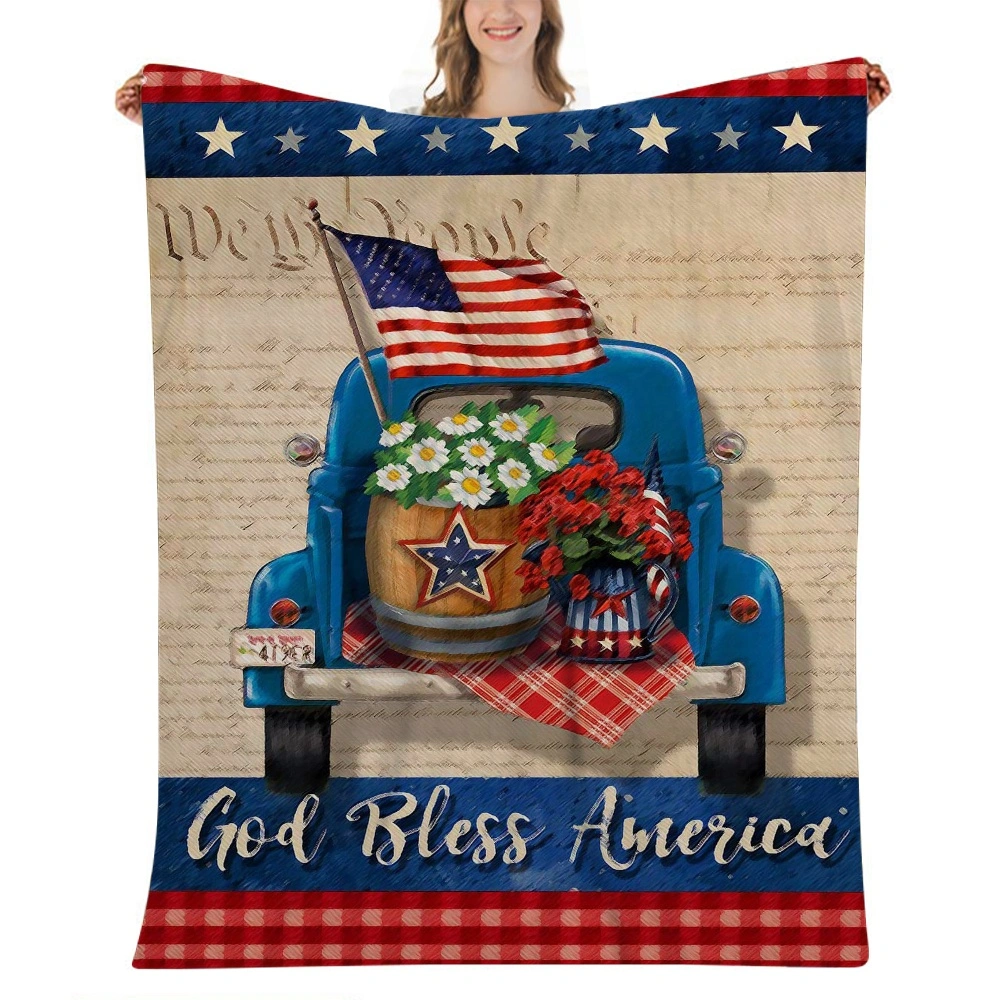 4th of July Decoration Cotton Thermal Blanket, Breathable Bed Blanket, Soft  Blanket,Blanket, All Season Blanket, Cozy Blanket for Bed Sofa Couch