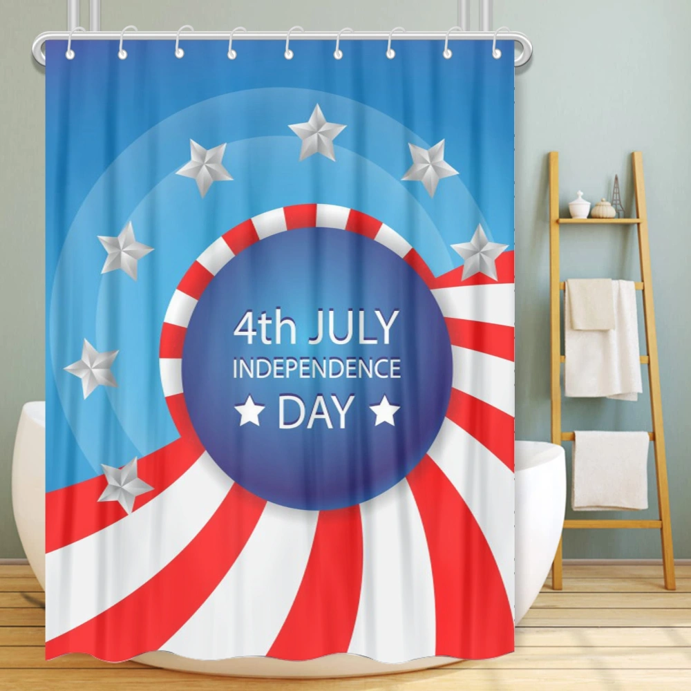 4th of July Eagle National Flag Shower Curtain Bathroom Decor with 12 Hooks