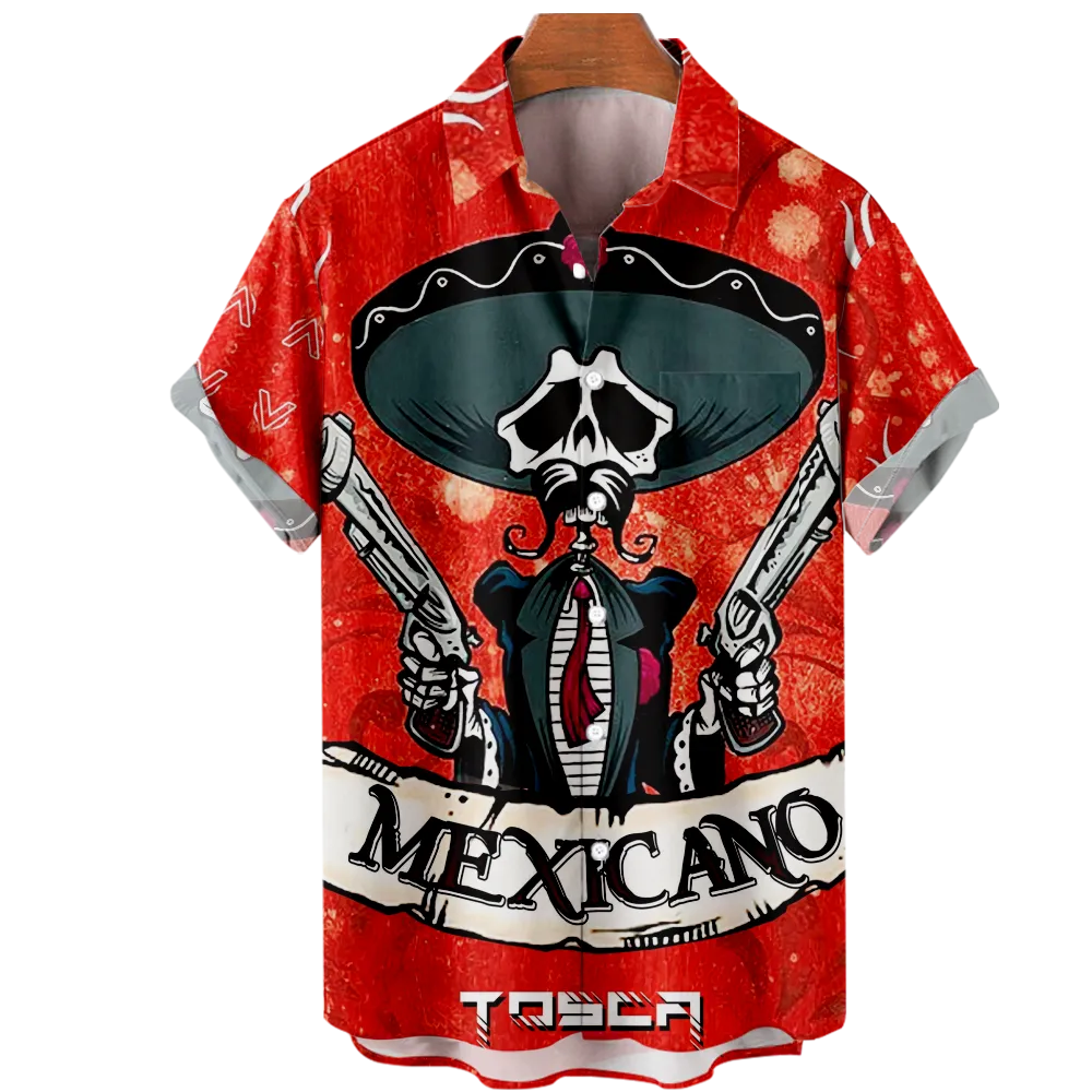 Men's Hawaiian Shirt Cinco de Mayo Graphic Prints Shirt Collar 3D Print Outdoor Street Short Sleeve Print Clothing Apparel Basic Sports Fashion Designer/Summer